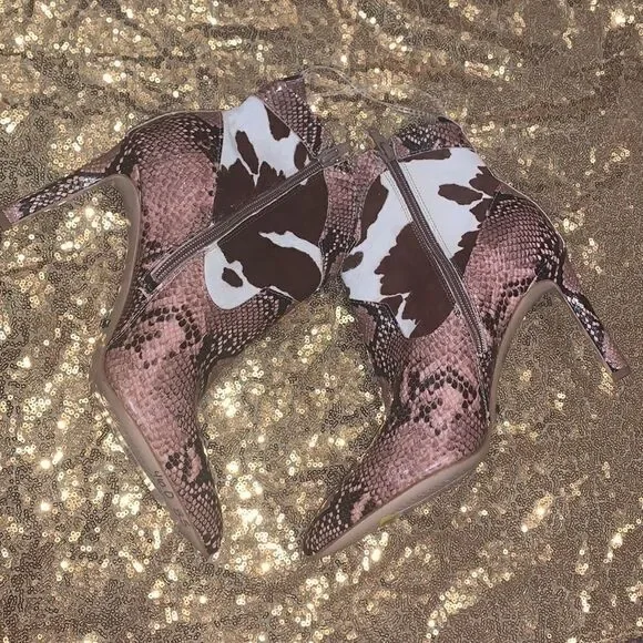 Gianni Bini Ezlee Snake Cow Print Ankle Boots & Booties